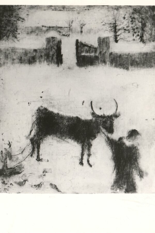 Dvůr v zimě, 1955, 228 × 200